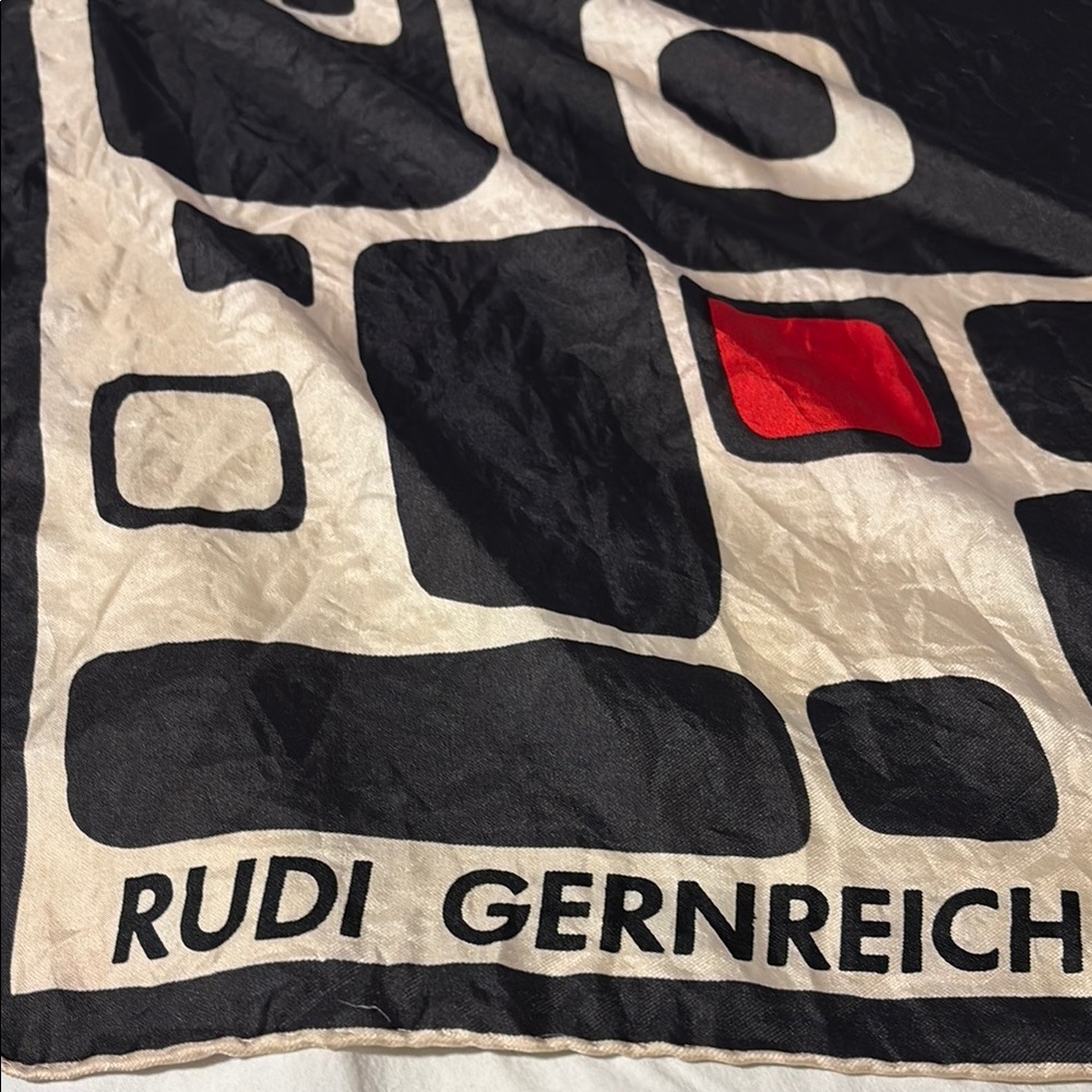 Rudi Gernreich Black and Red Geometric Scarf
